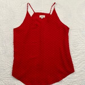 Loft Flowy Polka Dot Red Tank Top size Medium